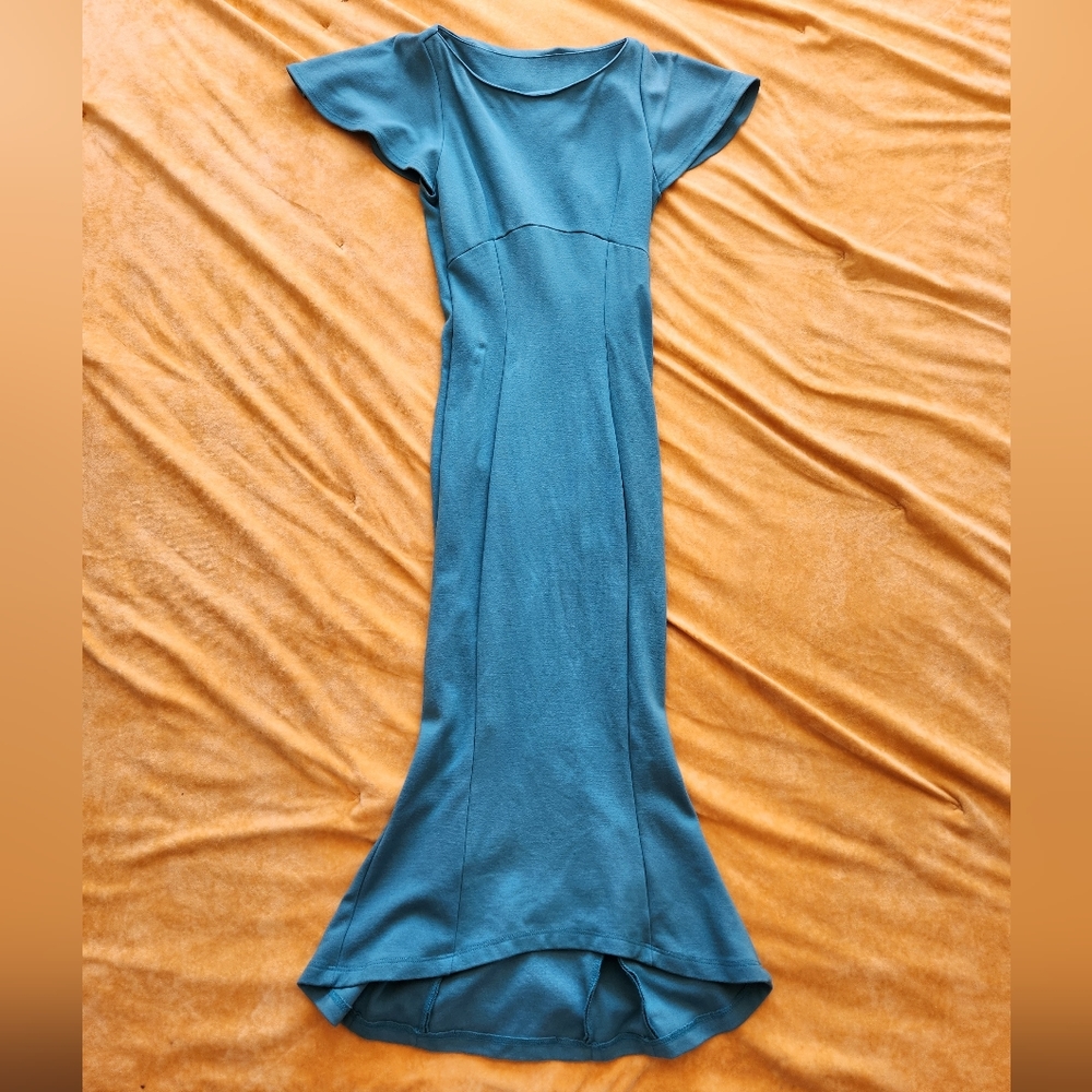 EUC Size XS Laura Byrnes / Pinup Couture Teal Cowl Pencil Dress